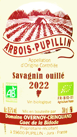 ドメーヌ・オヴェルノワ・クランカン・AC アルボワ・ピュピヤン・ブラン・サヴァニャン・ウイエ 2022