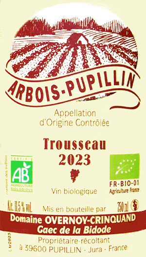 ドメーヌ・オヴェルノワ・クランカン・AC アルボワ・ピュピヤン・ルージュ・トゥルソー 2023