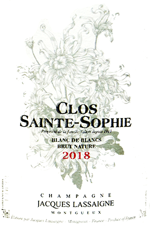 ジャック・ラセーニュ・シャンパーニュ・ブラン・ド・ブラン・ブリュット・ナチュール・クロ・サン・ソフィ 2018