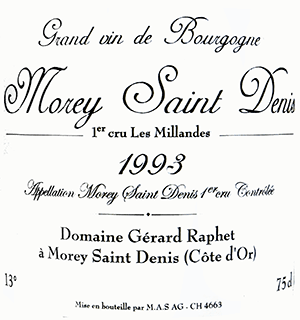 ドメーヌ・ジャン・ラフェ・エ・フィス・モレ・サン・ドニ1erCRU レ・ミランド 1993