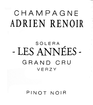 アドリアン・ルノワール・シャンパーニュ・エクストラ・ブリュット・レ・ザネ・ソレラ・グラン・クリュ NV（2013-2022 ）