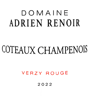アドリアン・ルノワール・コトー・シャンプノワ・ルージュ・ヴェルジー・グラン・クリュ 2022