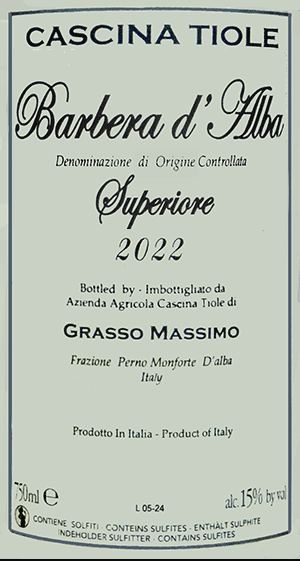 カッシーナ・ティオレ・バルベーラ・ダルバ・スーペリオーレ 2022