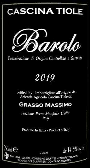 カッシーナ・ティオレ・バローロ 2019